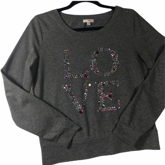 Sweatshirt BONGO LOVE Sequin Size Med - Picture 1 of 13